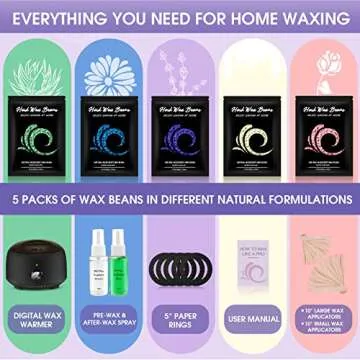Waxing Kit for Women Men - XUISUOZ Digital Wax Warmer for Hair Removal with 5 Pack Hard Wax Beans and 20 Applicators, Waxing Kit for Legs, Face, Underarm, Bikini, Sensitive Skin