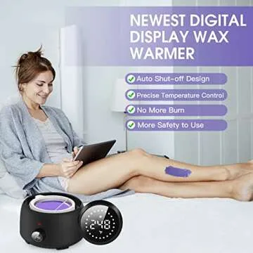 Waxing Kit for Women Men - XUISUOZ Digital Wax Warmer for Hair Removal with 5 Pack Hard Wax Beans and 20 Applicators, Waxing Kit for Legs, Face, Underarm, Bikini, Sensitive Skin