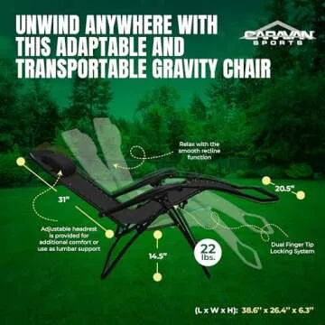 Caravan Sports Zero Gravity Portable Folding Chairs