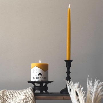 Bluecorn Pure Beeswax Taper Candles - Natural & Dripless