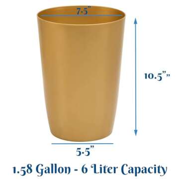 HOLDN’ STORAGE Small Trash Can –Open Top Garbage Cans for Kitchen, Office, Dorm, Bathroom, etc. –Waste Can for Compact/Tight Spaces – The Perfect Bathroom Trash Can –10.5” x 7.5” Trash Bin-Soft Brass