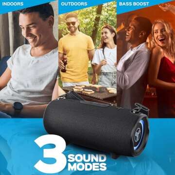Ultra Loud Wireless Speaker, 60W Stereo Sound With Deep Bass, 20H Playtime, Powerbank, IPX6 Waterproof, Dual Pairing, Loudest Portable Bluetooth Speaker For Home, Outdoor Party, Beach, Work, Travel