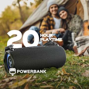 Ultra Loud Wireless Speaker, 60W Stereo Sound With Deep Bass, 20H Playtime, Powerbank, IPX6 Waterproof, Dual Pairing, Loudest Portable Bluetooth Speaker For Home, Outdoor Party, Beach, Work, Travel