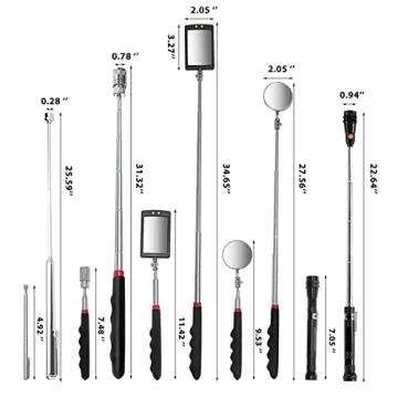 Magnetic Pickup Tool Set with LED Flashlights for Men