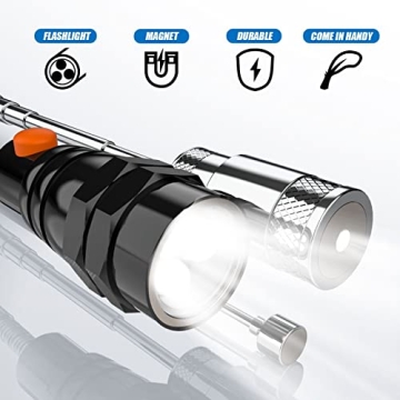 Magnetic Pickup Tool Set with LED Flashlights for Men