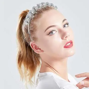 Coucoland Vintage Disco Ball Headband 1970s Disco Costume Headpiece for Disco Party (Silver)