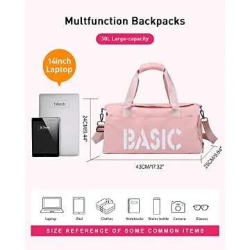 Gym Duffel Bag for Women, Sports Travel Bag with Wet Pocket and Shoes Compartment, Weekender Overnight Bag for Ladies Girls Travel, Gym, Yoga, Pink Mommy Hospital Bag for Labor and Delivery