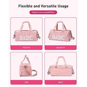 Gym Duffel Bag for Women, Sports Travel Bag with Wet Pocket and Shoes Compartment, Weekender Overnight Bag for Ladies Girls Travel, Gym, Yoga, Pink Mommy Hospital Bag for Labor and Delivery