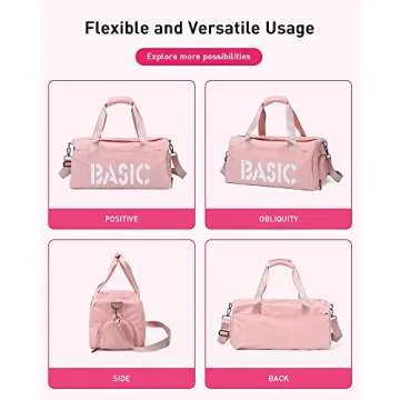 Gym Duffel Bag for Women, Sports Travel Bag with Wet Pocket and Shoes Compartment, Weekender Overnight Bag for Ladies Girls Travel, Gym, Yoga, Pink Mommy Hospital Bag for Labor and Delivery