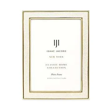 Isaac Jacobs 4x6 Shagreen Leather Picture Frame - White & Gold