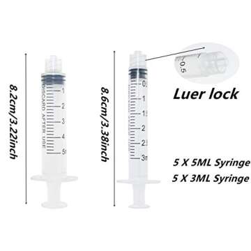 Precision Applications of Glue, 3ml 5ml Syringes and Blunt Tip Needles(14 15 16 18 19 20 21 22 23 25 Ga), for Liquid Measuring, Craft Paint, Epoxy Resin, Oil or Adhesives Applicator
