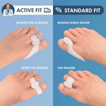 Dr. Frederick's Original Bunion Pads & Toe Separators - 4 ct - Temporary Bunion Corrector - Soft Gel Cushion for Shoes - Fast Pain Relief for Women & Men
