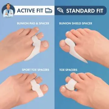 Dr. Frederick's Original Bunion Pads & Toe Separators - 4 ct - Temporary Bunion Corrector - Soft Gel Cushion for Shoes - Fast Pain Relief for Women & Men
