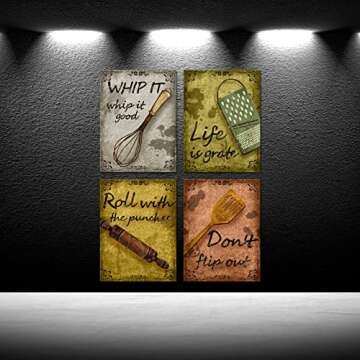 Quotes Kitchen Canvas Wall Art Decor Funny Inspirational Bakery Decor Prints Posters for Restaurant ...