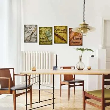 Quotes Kitchen Canvas Wall Art Decor Funny Inspirational Bakery Decor Prints Posters for Restaurant Cafe Bar Baking Framed Decorations Picture Set of 4 Each Panel 12x16inch