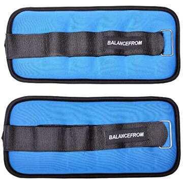 Fitvids Fully Adjustable Ankle Wrist Arm Leg Weights, 2 lbs each (4-lb pair), Blue