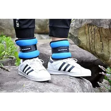 Fitvids Fully Adjustable Ankle Wrist Arm Leg Weights, 2 lbs each (4-lb pair), Blue