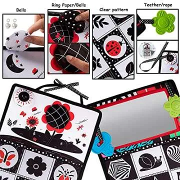 teytoy Tummy Time Mirror Infant Toys Newborn Toys 0-3 Months Brain Developmental Baby Mirror Tummy Time Toys Black and White High Contrast Baby Toys 4 6 9 12 Month Boys Girls Crawling Sensory Toy