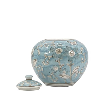 Elegant Galt Chinoiserie 8" Ceramic Jar for Home Decor