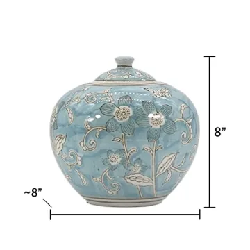 Elegant Galt Chinoiserie 8" Ceramic Jar for Home Decor
