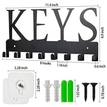 HappyHapi Metal Key Hanger Wall Mount, Key Holder Wall Mounted Key Hooks Organizer Key Hanger Rack W...