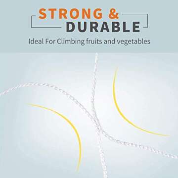 Tcamp Heavy-Duty Polyester Garden Trellis Netting Plant Climbing Net for Growing Vines Plants Vegetables Fruits Flowers, White Grow Tent (4.9Ft x15Ft, 3.5" Opening Mesh, 1 Pack Plant Net)