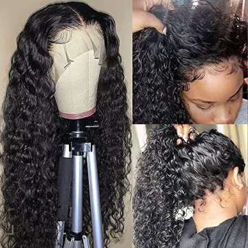 CHEETAHBEAUTY Deep Wave 13X6 HD Transparent Lace Front Wigs Brazilian 10A Grade Deep Curly Human Hai...