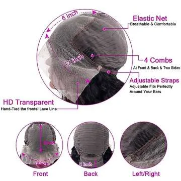 CHEETAHBEAUTY Deep Wave 13X6 HD Transparent Lace Front Wigs Brazilian 10A Grade Deep Curly Human Hair Wigs for Black Women Pre Plucked with Baby Hair Natural Black 250% Density(30inch)