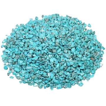 SUNYIK Howlite Turquoise Tumbled Chips Stone Crushed Pieces Irregular Shaped Stones 1pound(about 460 gram)