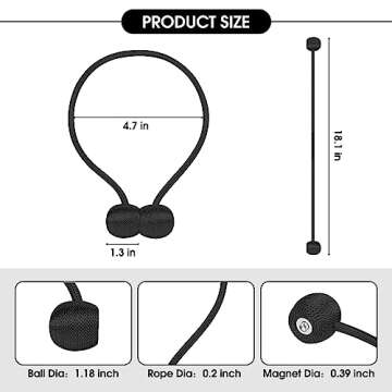 XIOTOTIEMPO Magnetic Curtain Tiebacks Biege 4 Pack, Curtain Tie Backs Holdbacks Holders Hooks Clip B...