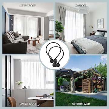 XIOTOTIEMPO Magnetic Curtain Tiebacks Biege 4 Pack, Curtain Tie Backs Holdbacks Holders Hooks Clip Buckles for Curtains Drapes, Curtain Ties for Home Bedroom Office Decorative Curtain (Black)