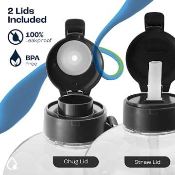 AQUAFIT 1 Gallon Water Bottle with Time Marker - Straw & Chug Lid - BPA Free Big Water Bottle with Straw - Gym Water Bottle with Handle - Motivational 1 Gallon Water Jug (128 oz, Midnight Gray)