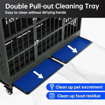 Snuowu Heavy Duty Dog Crate with Wheels and Folding Design