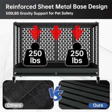 Snuowu Heavy Duty Dog Crate with Wheels and Folding Design