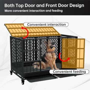 Snuowu Heavy Duty Dog Crate with Wheels and Folding Design
