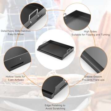 Barbqtime Griddle for All Gas Grills - 17x13 Nonstick Plate