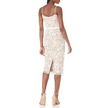 Dress the Population Women's Emma Sweetheart Neck Embroidered Midi Dress: Elegant & Stunning