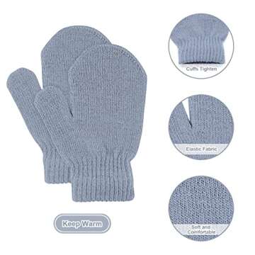 MENOLY 15 Pairs Kids Toddlers Magic Stretch Mittens Solid Color Winter Warm Kids Knit Gloves for Boys and Girls
