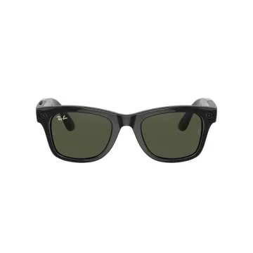 Ray-Ban Stories | Wayfarer Square Smart Glasses, Shiny Black/Green, 53 mm