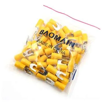 Baomain 100 pcs Insulated Fork Spade Connectors for 12-10 AWG