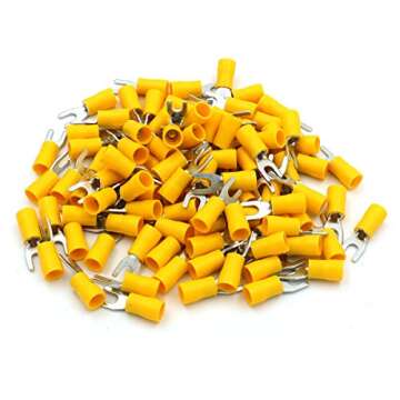 Baomain Insulated Fork Spade Wire Connector Electrical Crimp Terminal SV5.5-4 12-10 AWG (4-6 mmq) USA Screw #8 (100PCS)