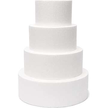 Bright Creations Round Foam Cake Dummy, 12 x 4 Inches, White