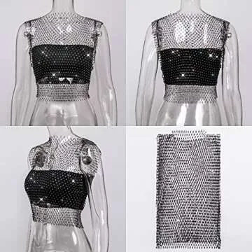 Trendy Rhinestone Mesh Tank Tops for Parties and Festivals