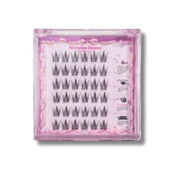 Ninetynine Dreams No Glue Mermaid Lashes Press On Reusable Individual False Eyelashes Clusters, Easy To Apply 9-13mm, Thin Transparent Self Adhesive Band Natural Eyelash
