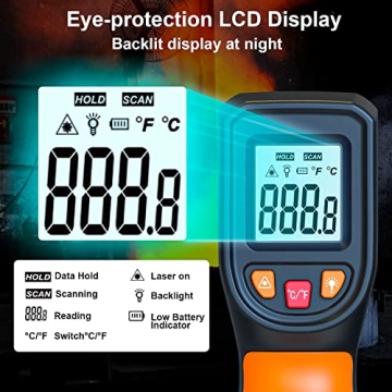 High-Accuracy Laser Infrared Thermometer for Industrial & Home