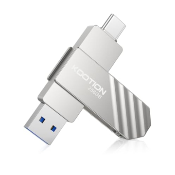 KOOTION 256GB USB 3.2 Flash Drive - Ultra-Fast, Dual USB C & A, Durable Metal Design