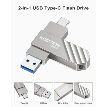 KOOTION 256GB USB 3.2 Flash Drive Dual Connectors Fast Transfer
