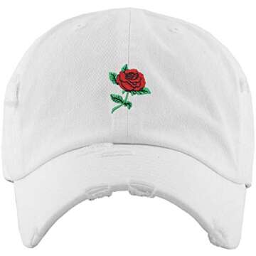 KBETHOS KBSV-124V WHT Rose Flowers Love Good Vibes Men Women Dad Hat Baseball Cap Adjustable Unisex