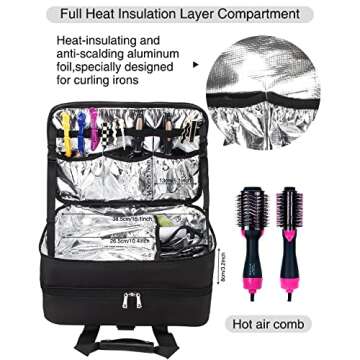 Hairdresser Bag, Large Makeup Case for Hair Stylist Professional Makeup Bag Hair Tools Storage Organ...