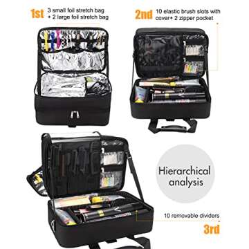 Hairdresser Bag, Large Makeup Case for Hair Stylist Professional Makeup Bag Hair Tools Storage Organizer Box, Barber Travel Bag Carrying Case, Heat Insulation Aluminum Film for Hair Equipment